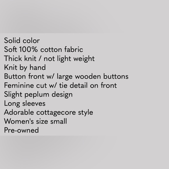 Pure Handknit Women's Tan Cotton Cable Knit Fitted Jumbo Wood Button Cardigan S - Picture 6 of 6